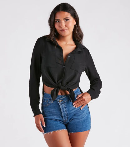 Chic Bliss Long Sleeve Button Up Top