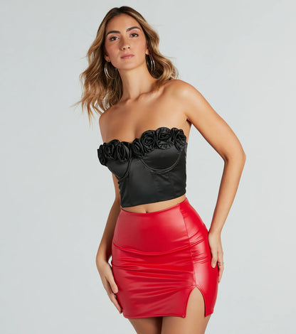 Dreamy Aesthetic Satin Rosette Bustier