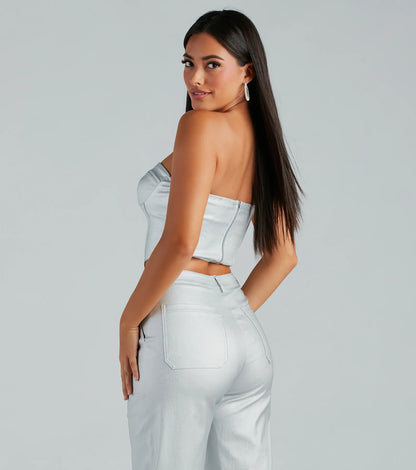 Put On A Show Metallic Strapless Corset Top