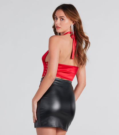 Not Over Satin Halter Corset Top