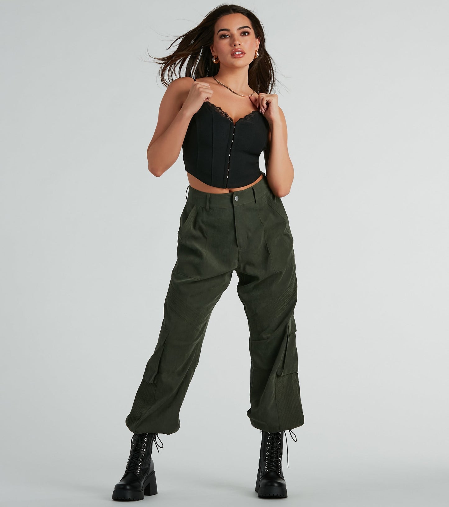 Sweet Stunner Lace V-Neck Woven Corset Top