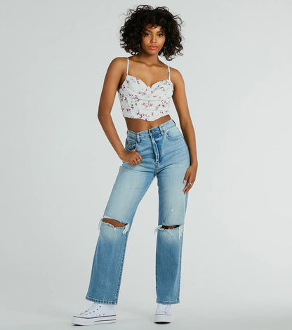 Perfect Harmony Cowl Neck Floral Crop Top