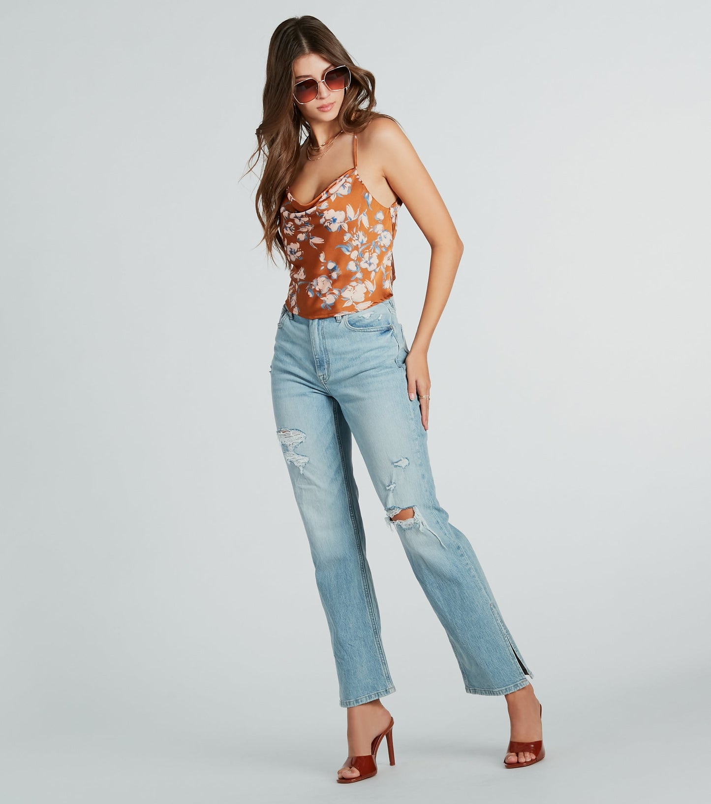 Dreaming Of The Weekend Floral Satin Crop Top