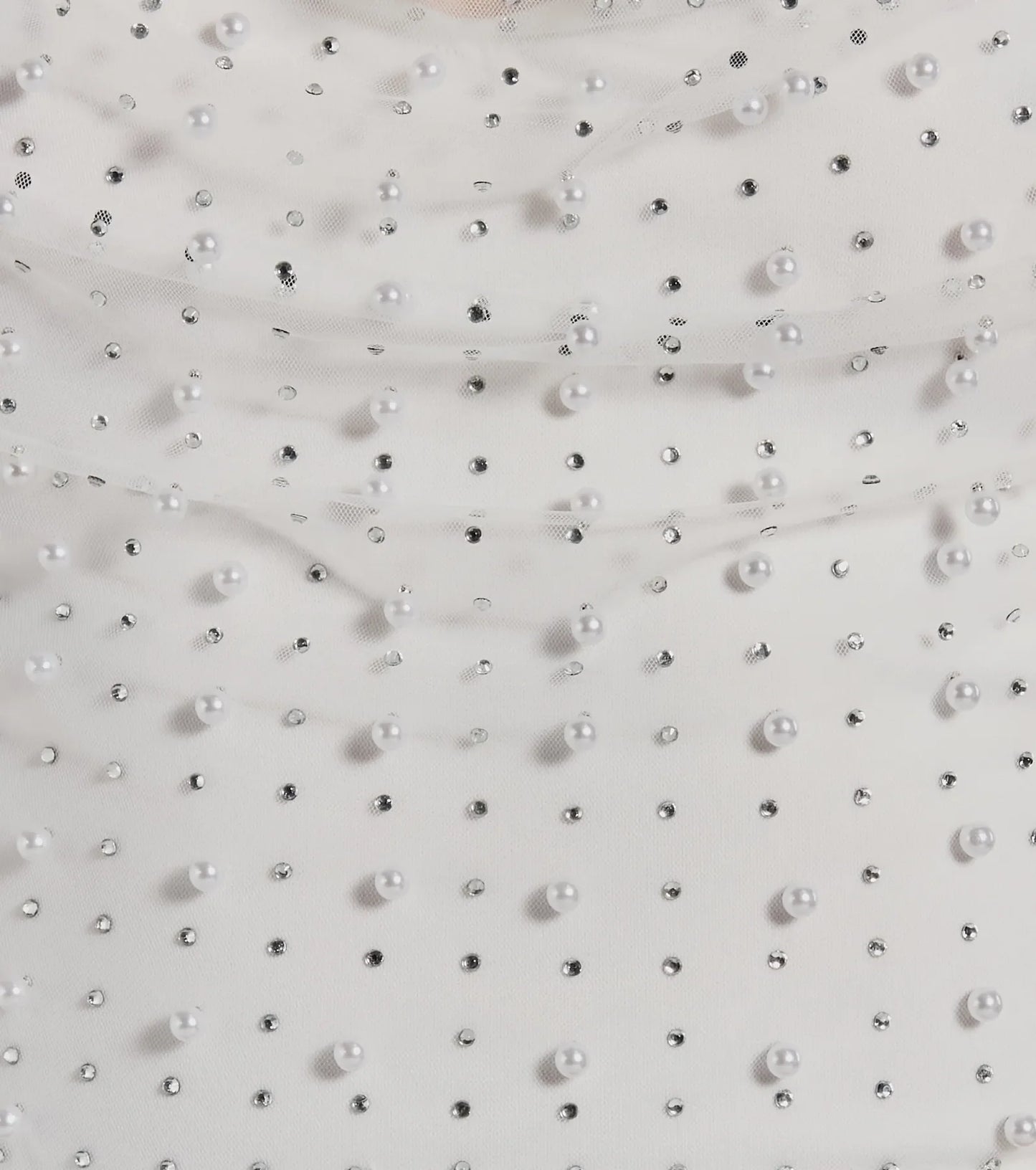 Little Moment For Faux Pearl Rhinestone Crop Top