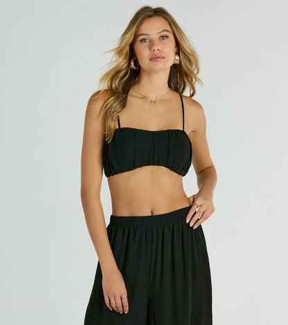 Gorgeous Allure Ruched Chiffon Bra Top