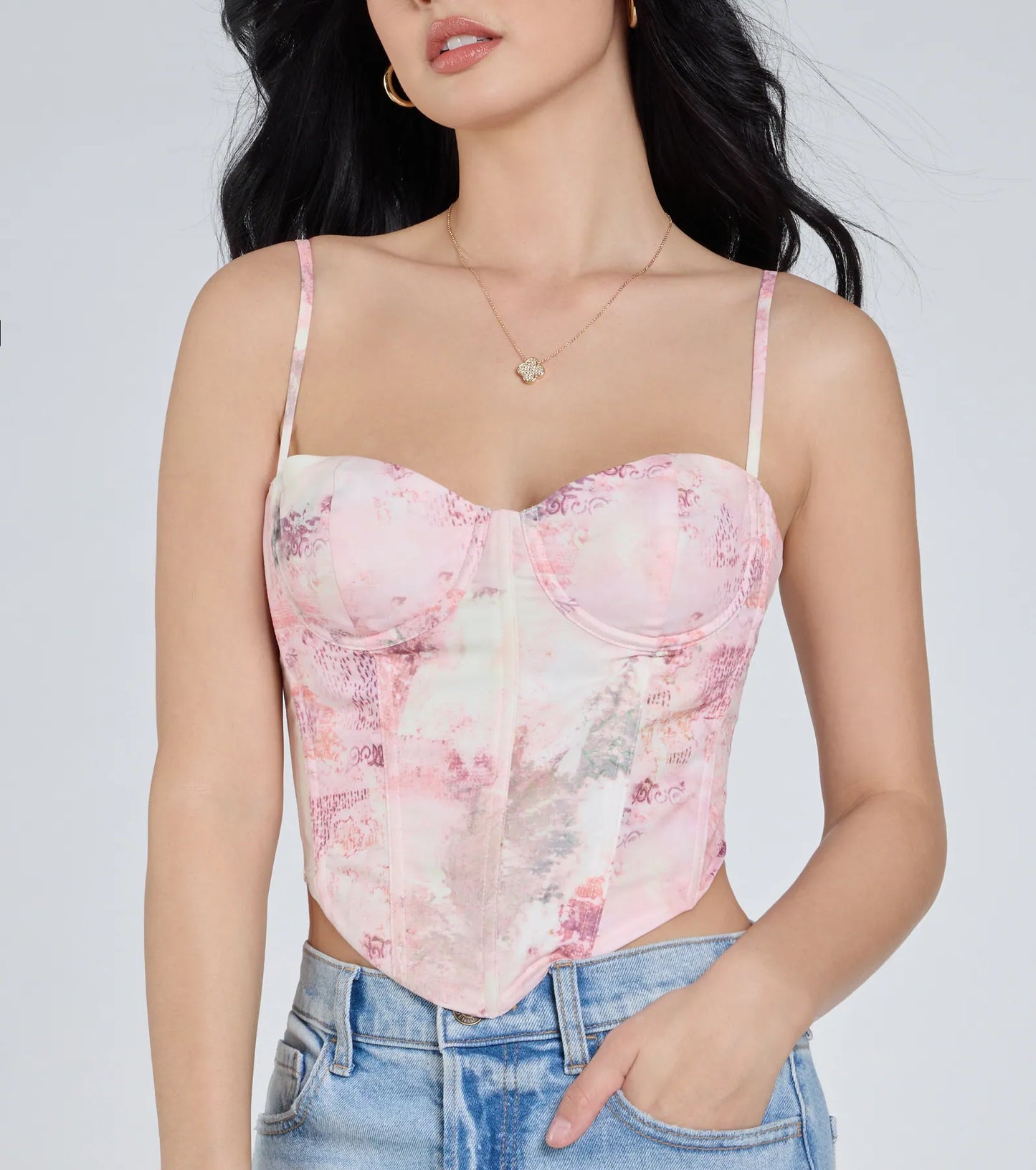 One Of A Kind Multi-Print Corset Top