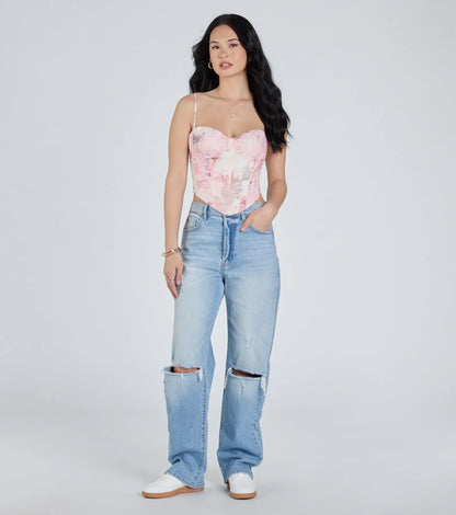 One Of A Kind Multi-Print Corset Top