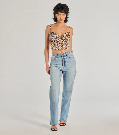 Ever Fierce Leopard Print Satin Corset