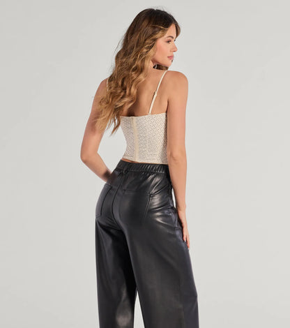 All That Glam Rhinestone Satin Cropped Corset