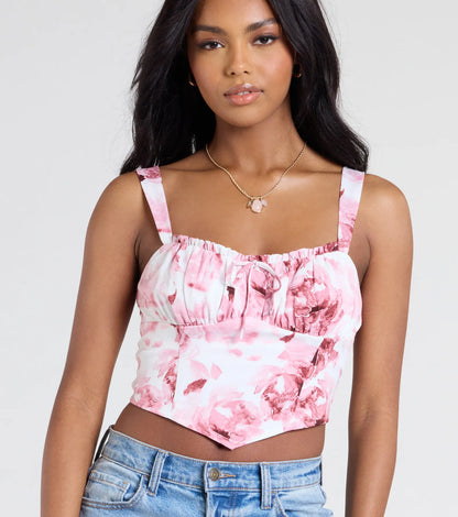 Feelin' Cutesy Rose Print Tank Top