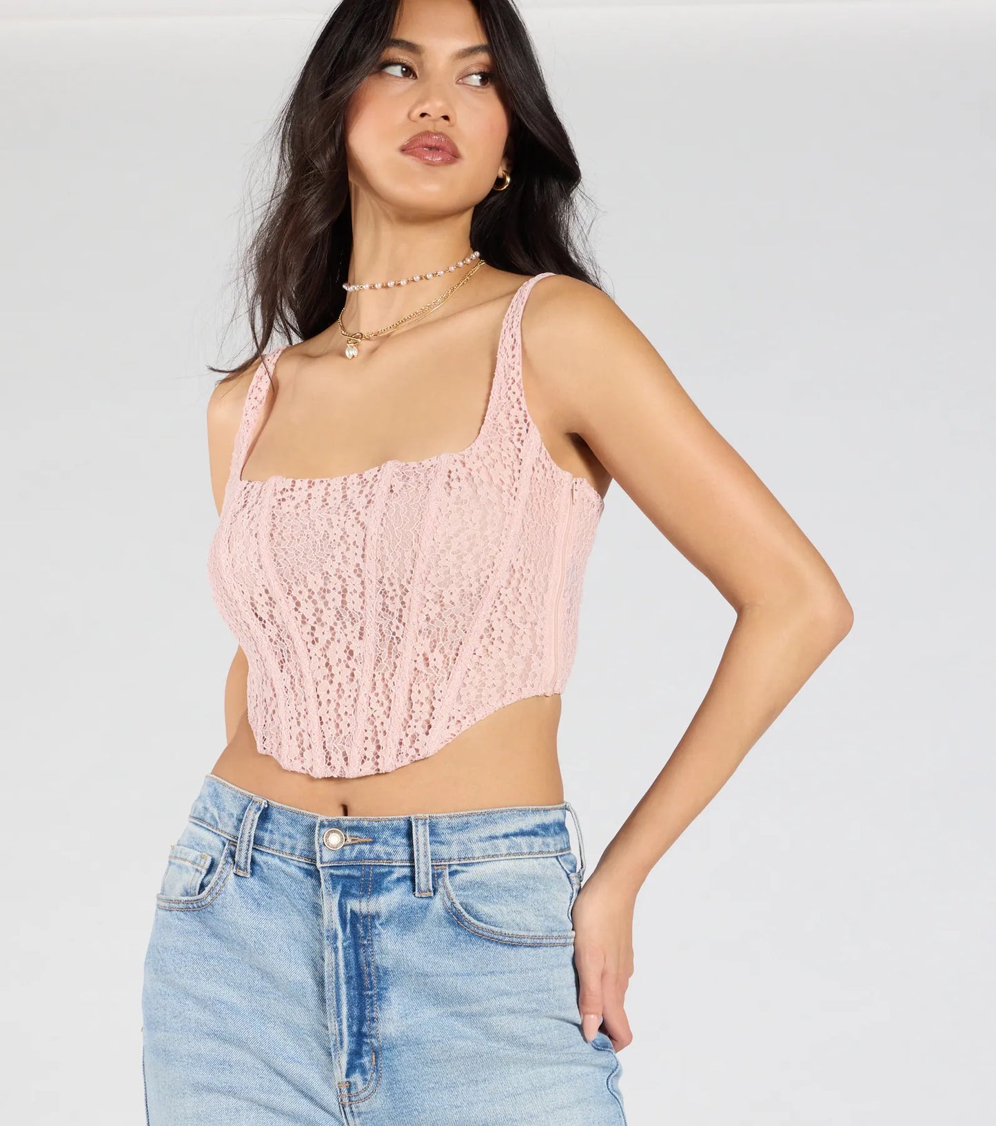 Beauty So Demure Lace-Up Corset Top