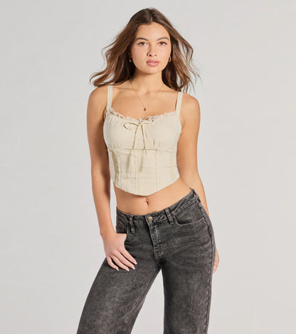 Delicately Femme Lace Trim Corset Top