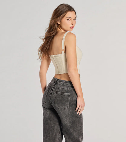 Delicately Femme Lace Trim Corset Top