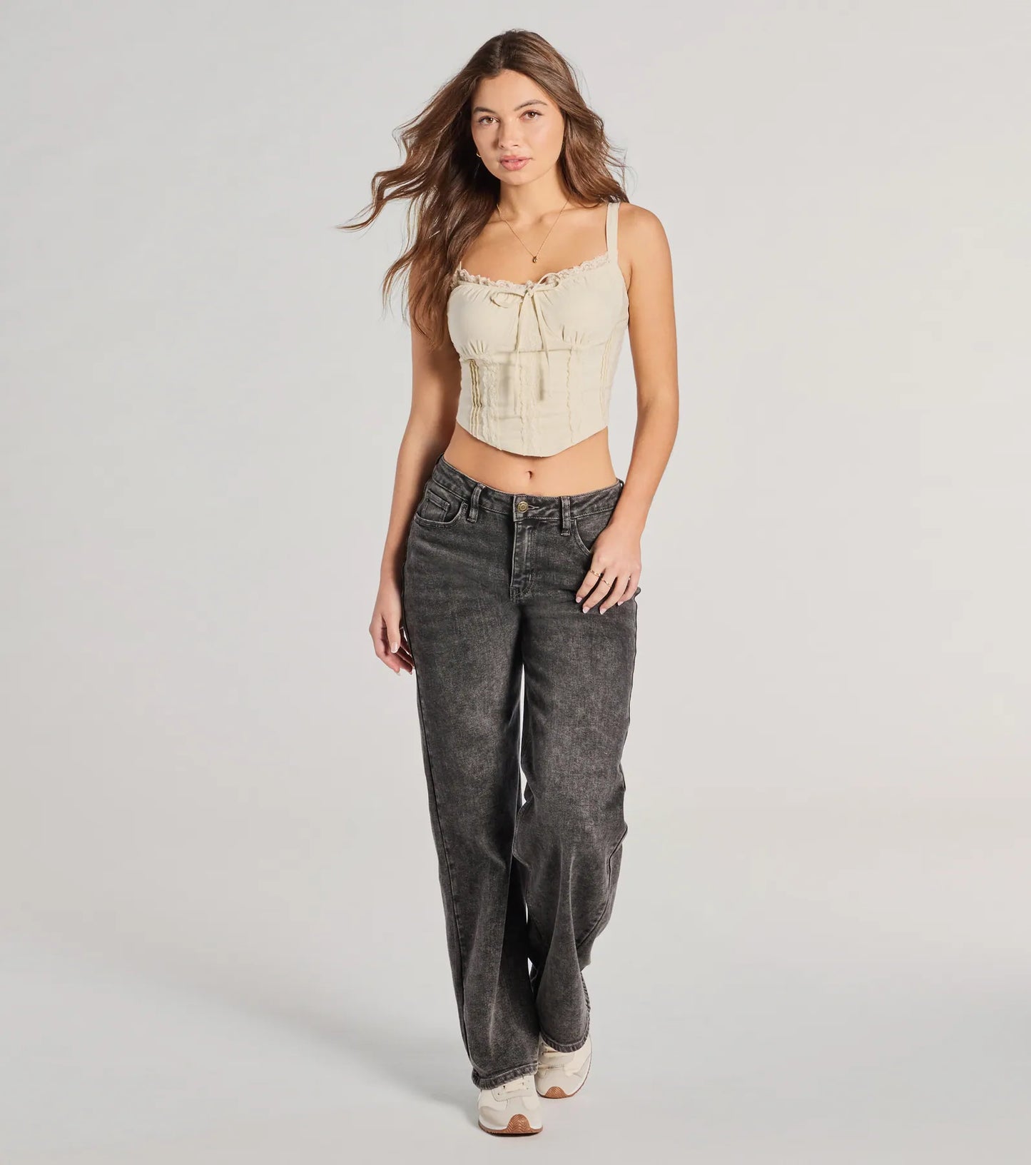 Delicately Femme Lace Trim Corset Top