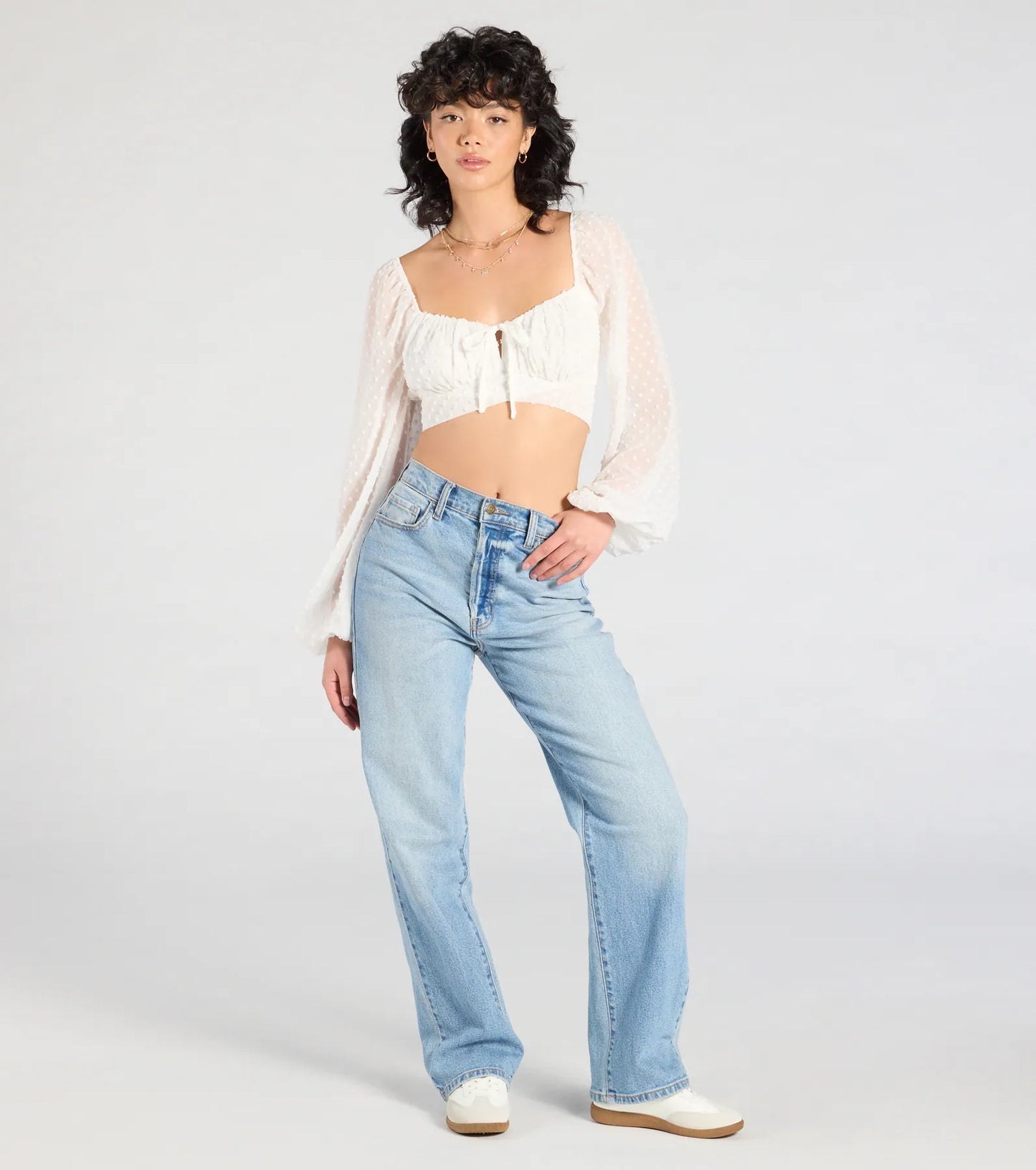 Favorite Babe Tie-Back Polka Dot Crop Top