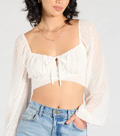 Favorite Babe Tie-Back Polka Dot Crop Top