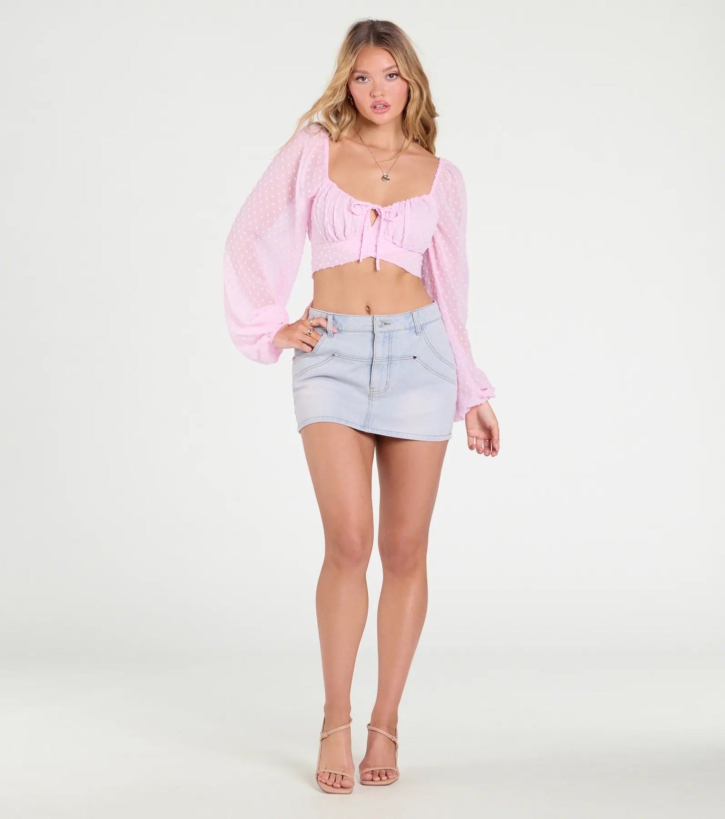 Favorite Babe Tie-Back Polka Dot Crop Top