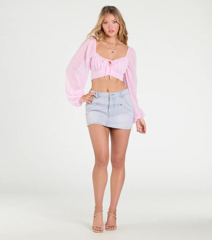 Favorite Babe Tie-Back Polka Dot Crop Top