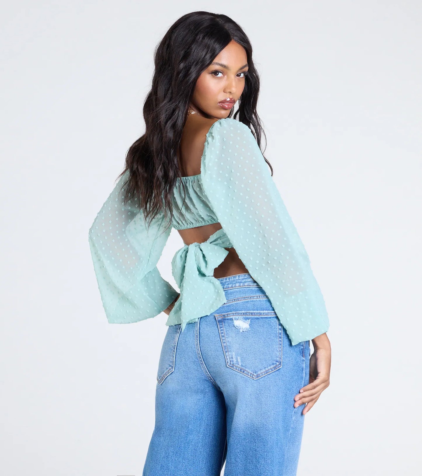 Favorite Babe Tie-Back Polka Dot Crop Top