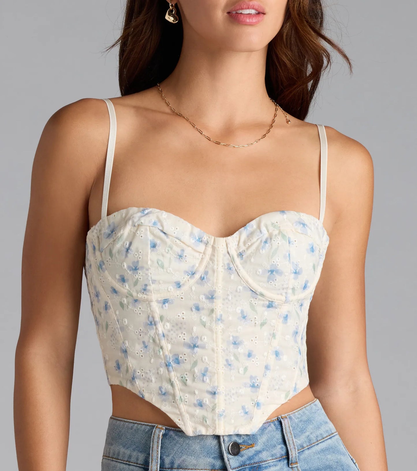 Picturesque Cutie Lace-Up Floral Bustier