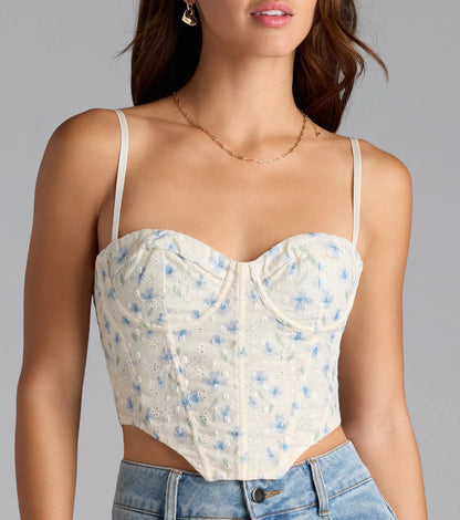 Picturesque Cutie Lace-Up Floral Bustier
