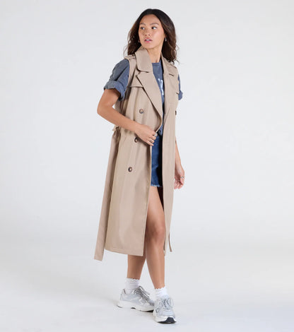 Classic Layer Tie-Front Belted Trench Vest