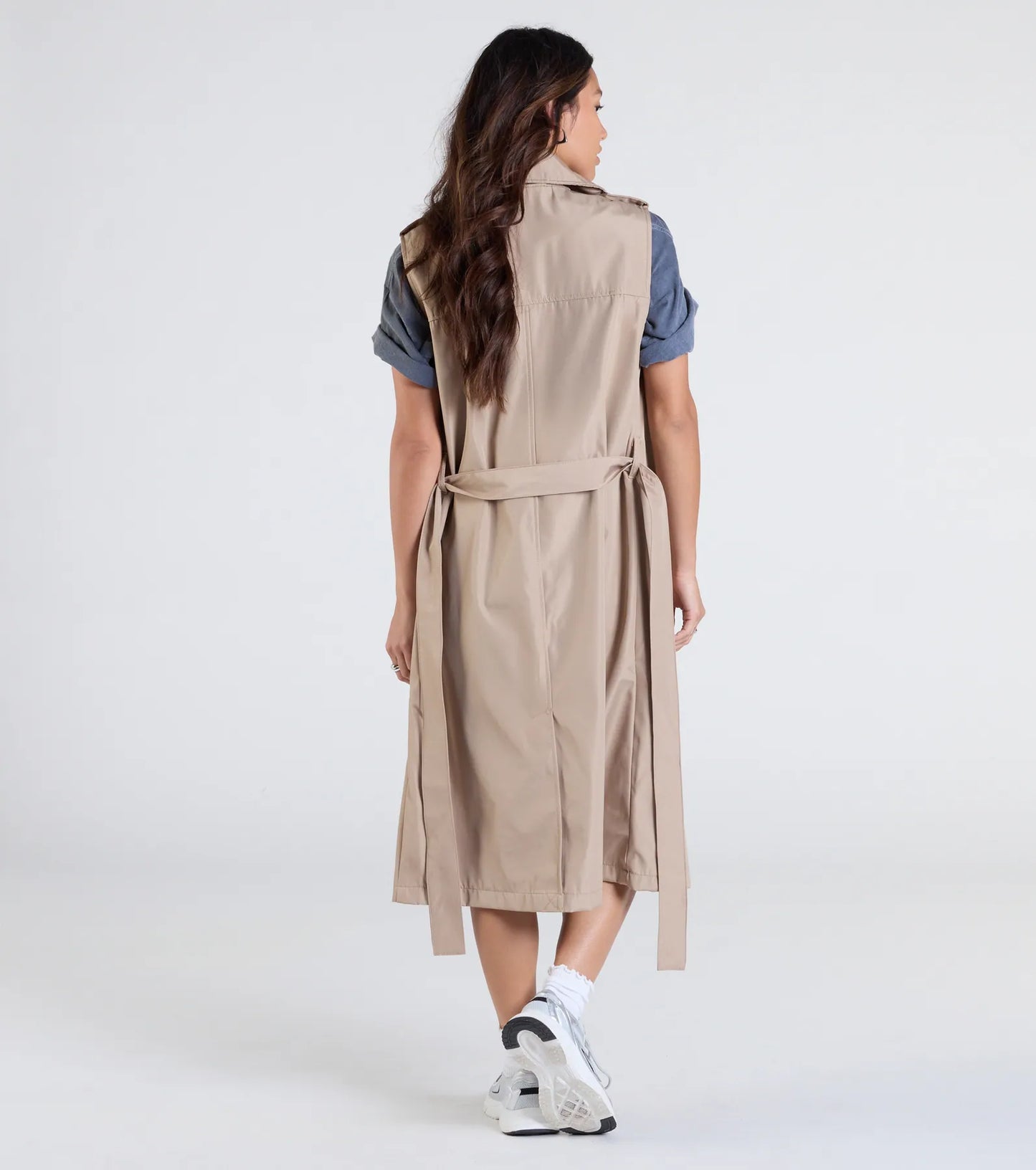 Classic Layer Tie-Front Belted Trench Vest