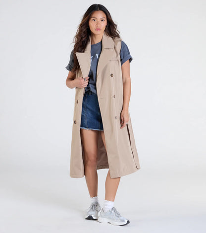 Classic Layer Tie-Front Belted Trench Vest