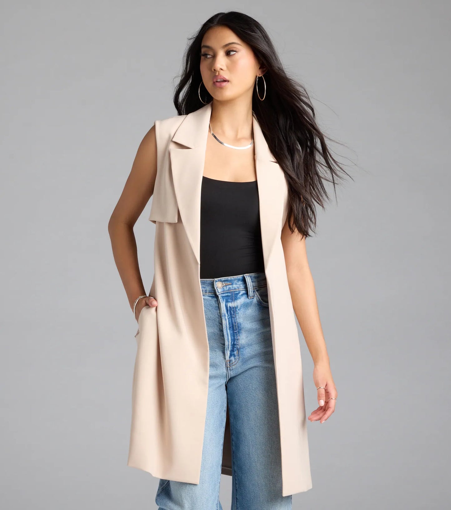 Leave It Me Belted Long Vest