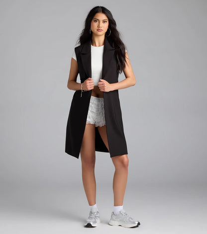 Leave It Me Belted Long Vest