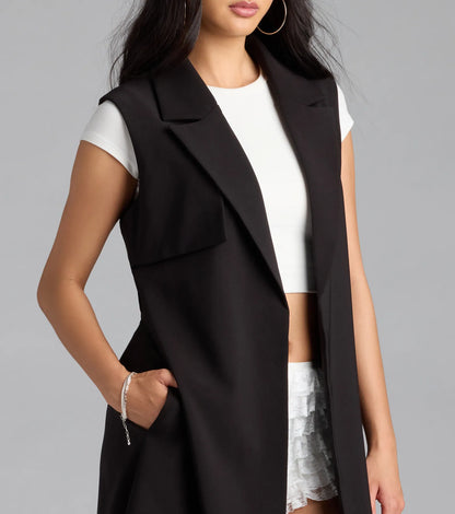 Leave It Me Belted Long Vest