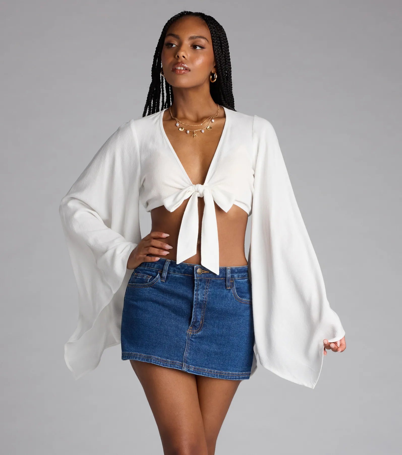 Meet For Golden Hour Tie-Front Top