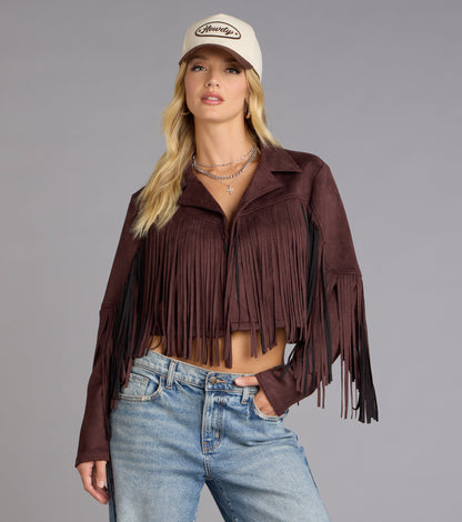 Trailblazer Faux Suede Fringe Jacket