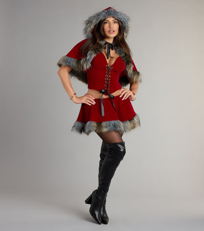 Little Red Velvet Hooded Cape