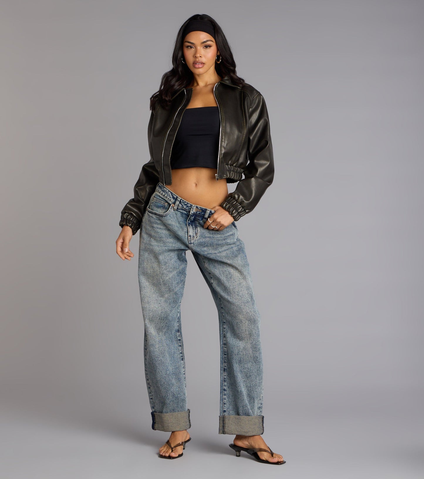 Cool Factor Faux Leather Bomber Jacket