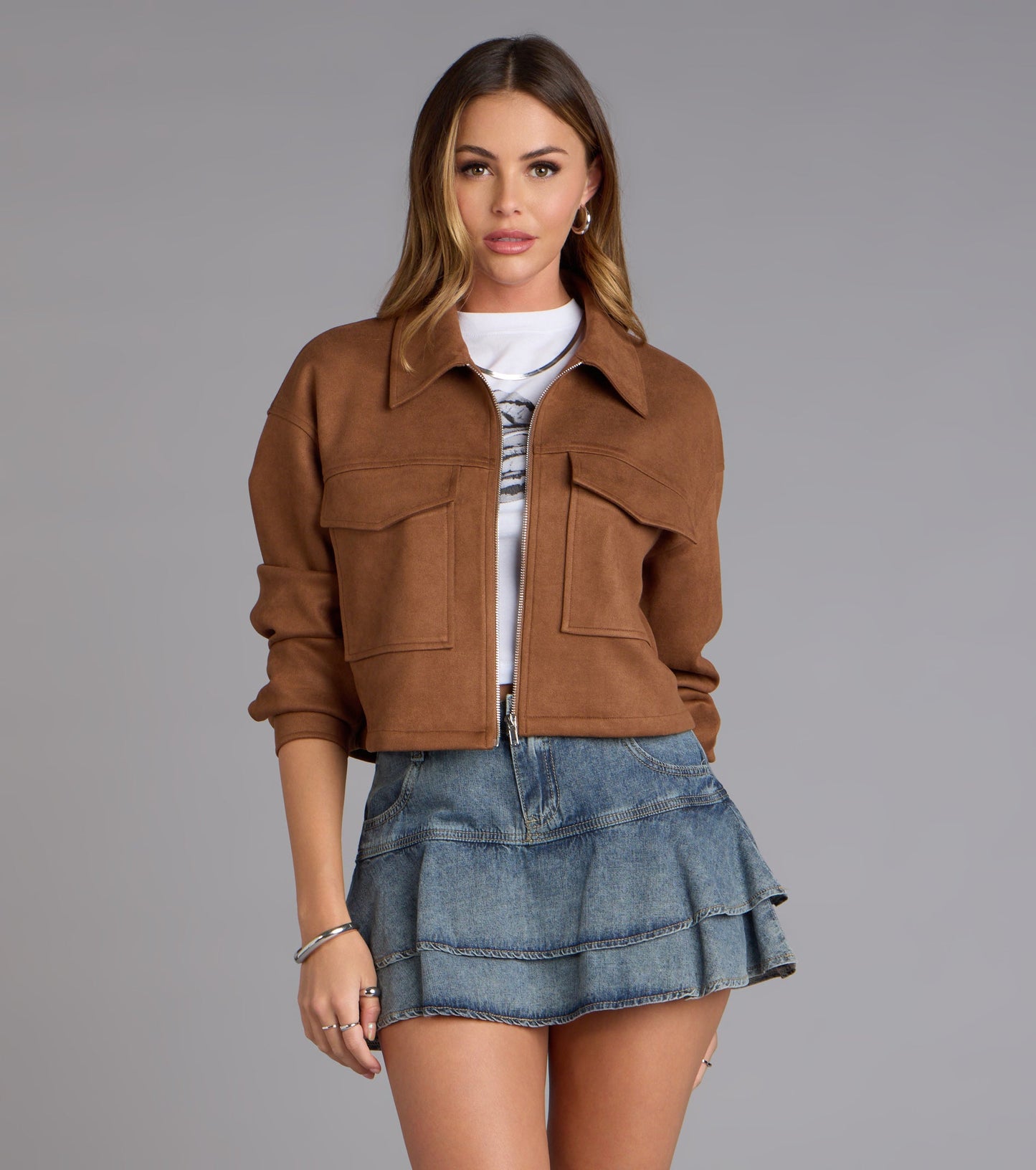Suede Crush Collared Crop Jacket