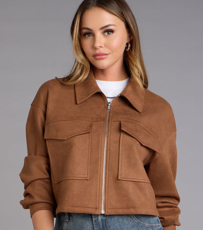 Suede Crush Collared Crop Jacket