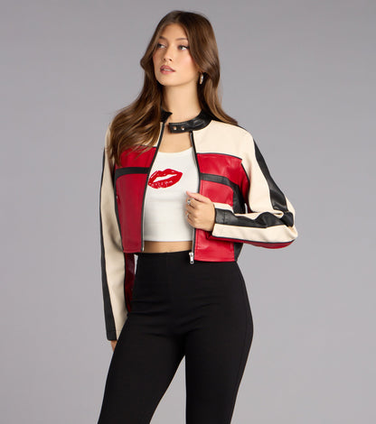 Life In The Fast Lane Crop Moto Jacket