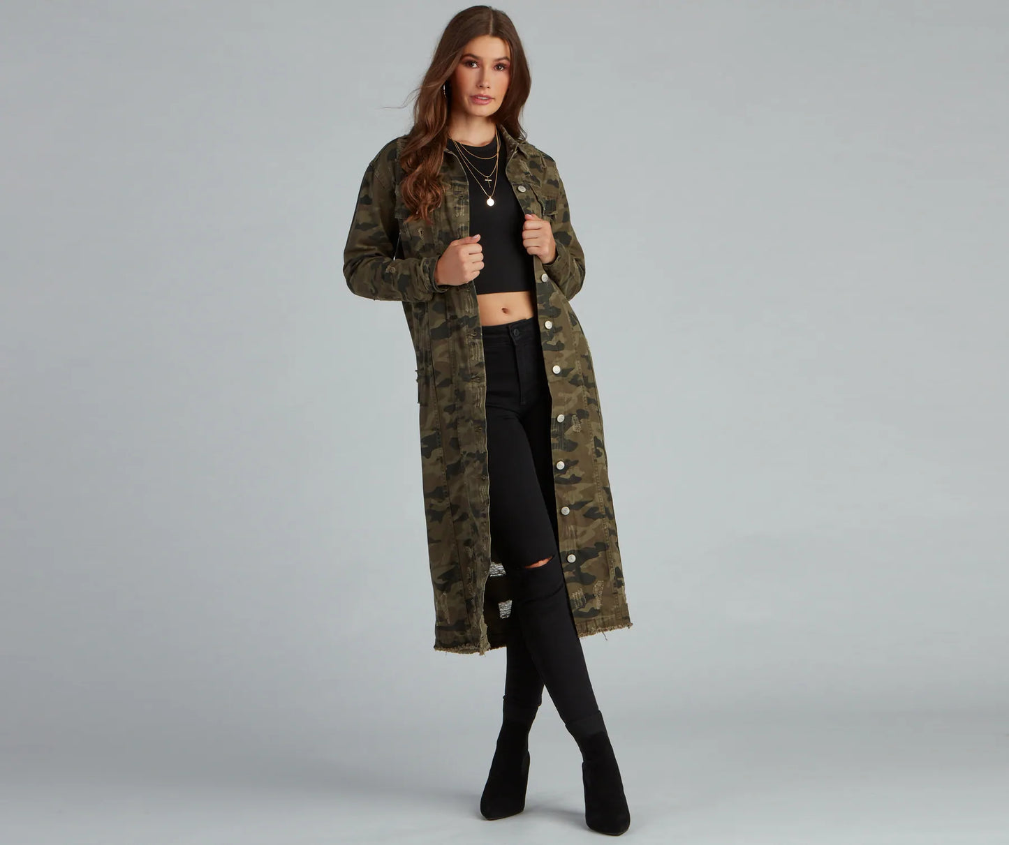 Step Up Camo Long Line Jacket