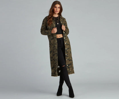 Step Up Camo Long Line Jacket