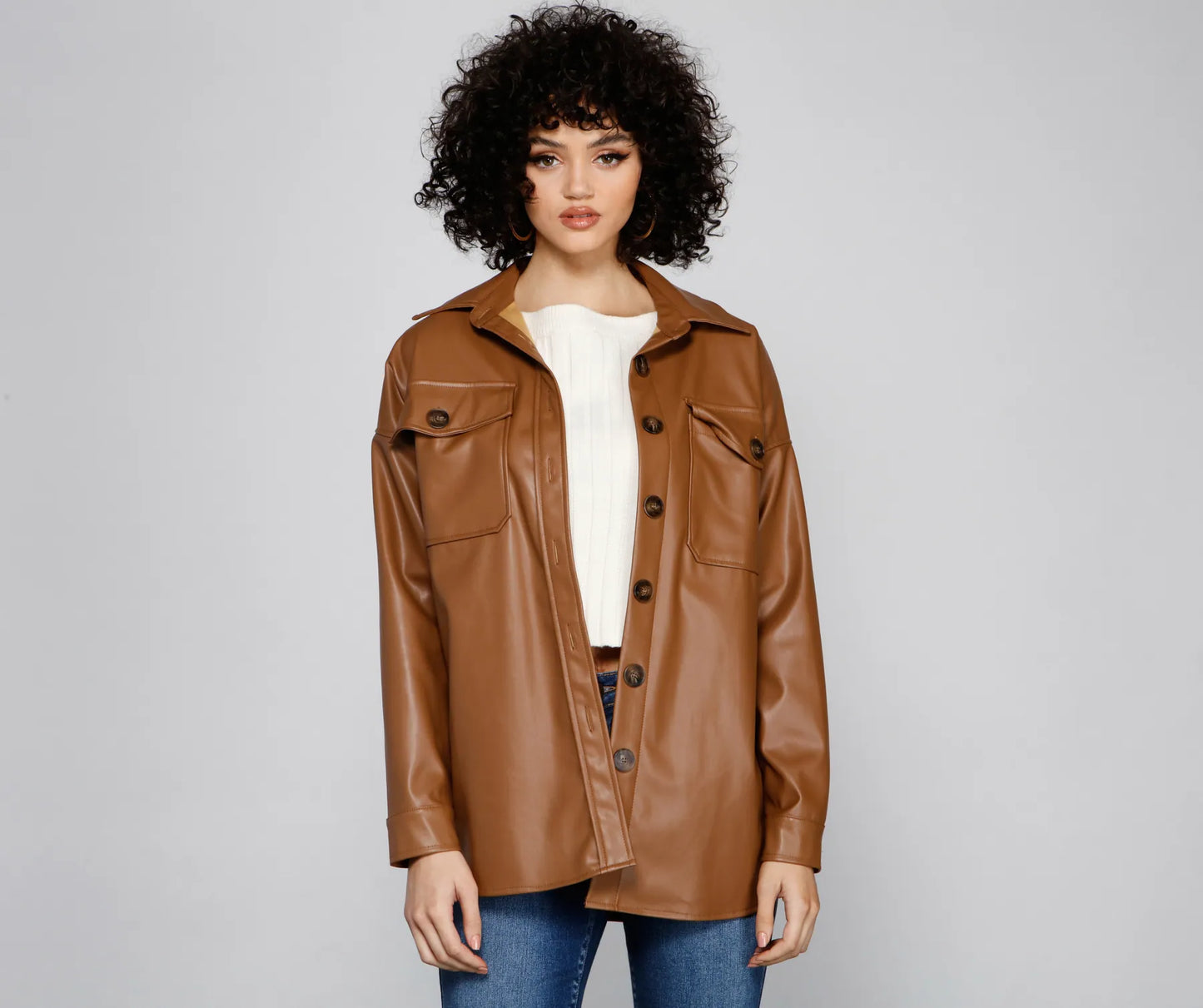 Essential Faux Leather Long Shacket
