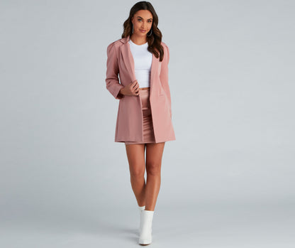 Nine-To-Five Puff Shoulder Long Line Blazer