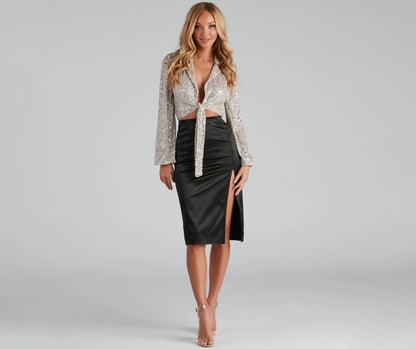 Step Up The Glam Sequin Crop Top