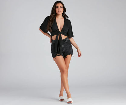 Classic Stunner Tie Front Kimono