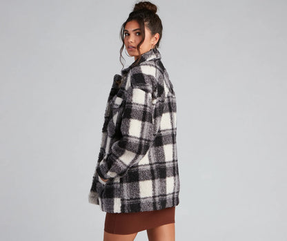 Cozy Layers Plaid Sherpa Shacket