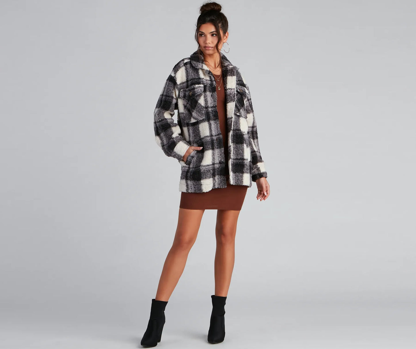 Cozy Layers Plaid Sherpa Shacket