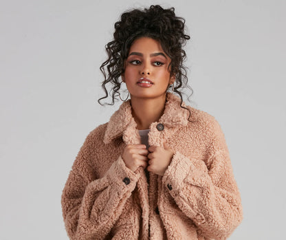 All About Knit Sherpa Shacket