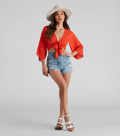 Boho Bell Tie-Front Top