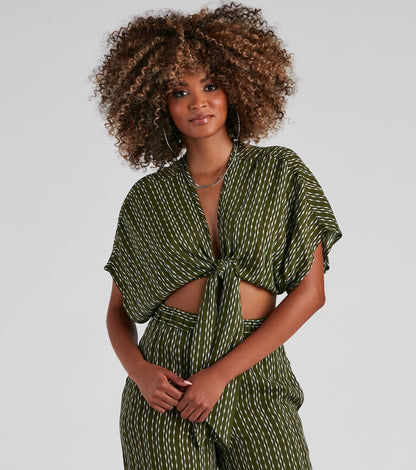 In Line Tie-Front Striped Top