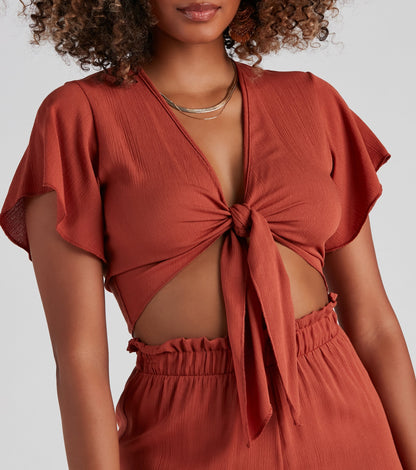Weekend Mood Tie-Front Top